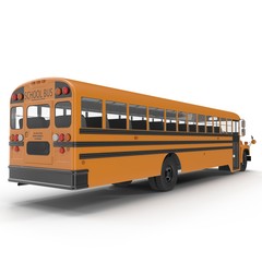 Plakat School bus isolated on white. 3D illustration