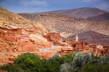 Fototapeta na wymiar Village in the Atlas mountains