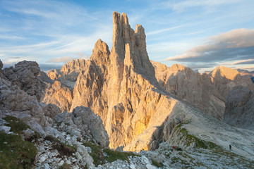 Obraz premium Sunset over the Vajolet towers in Dolomites