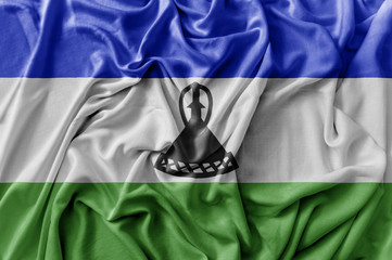 Ruffled waving Lesotho flag