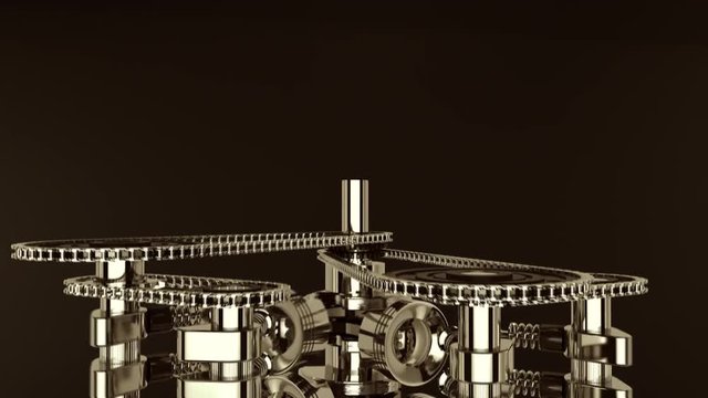 3D animation of a working V8 engine with lens flare.