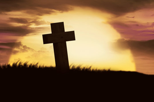 Silhouette of christian cross