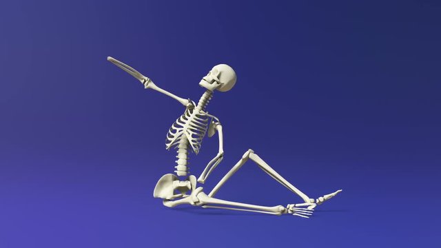 Sitting And Stretching Human Skeletal