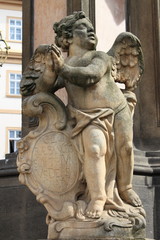 Sculpture of cherub in Prague, Czech Republic