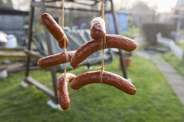 Cooling with smoked sausage.