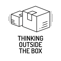 THINKING OUTSIDE THE BOX Line icon