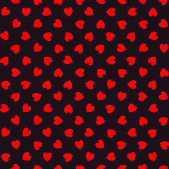 black with red seamless pattern with chaotic hearts