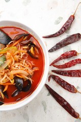 고추짬뽕, gochu jjamppong, Chinese-style noodles with vegetables and seafood