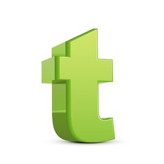 Obraz premium lowercase grass green letter T