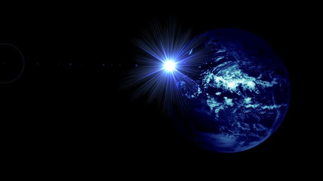 Orbiting earth in empty dark space