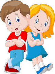 Happy children cartoon isolated on white background

