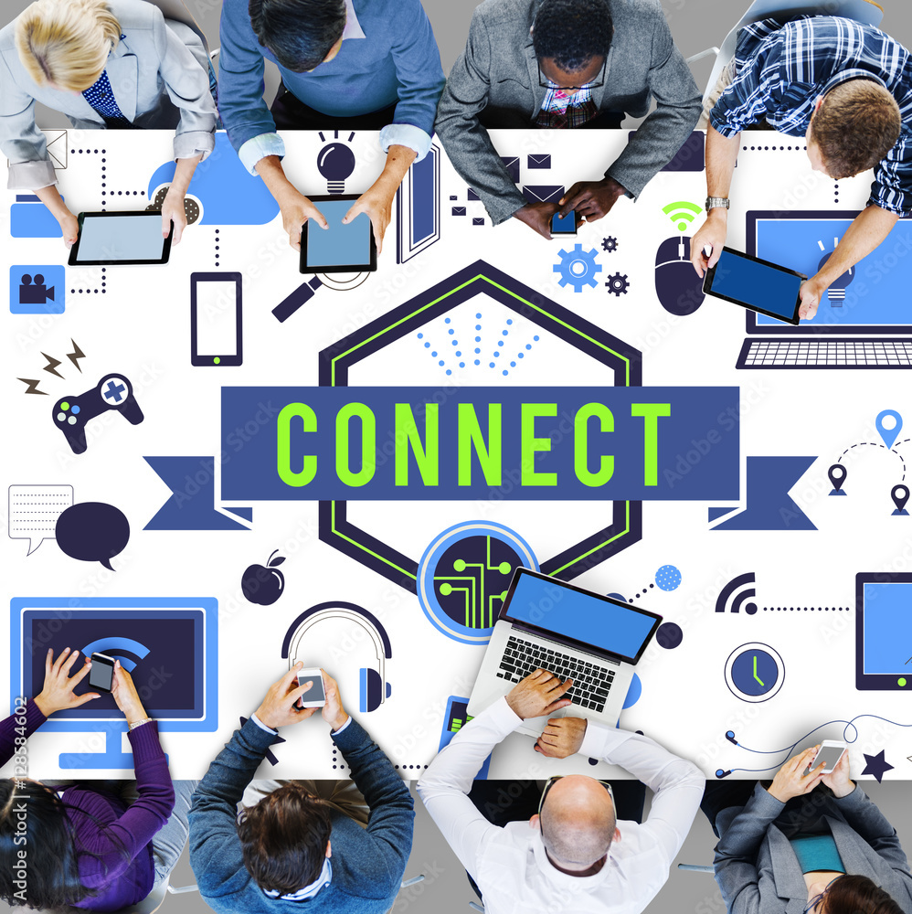 Poster connect connection communication network media concept
