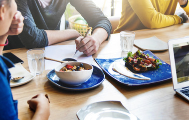 Business People Meeting Eating Discussion Cuisin  Concept
