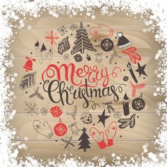Christmas illustration, lettering