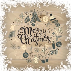 Christmas illustration, lettering