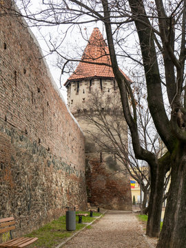 Medieval walls in Sibiu, Ramania