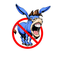 Stop donkey. Red prohibition sign. - 128586205