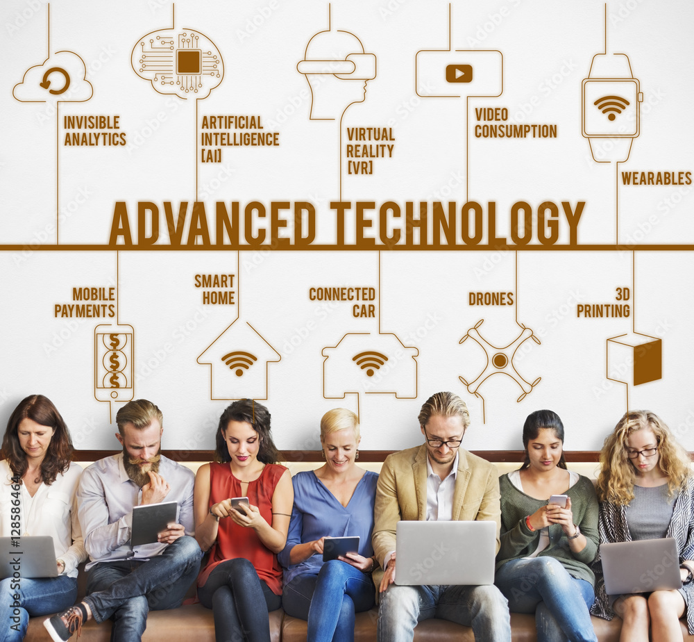 Poster advanced technology connected drones technology concept