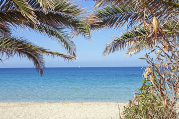 Fototapeta na wymiar The beach of plati gialos in Kefalonia, Greece