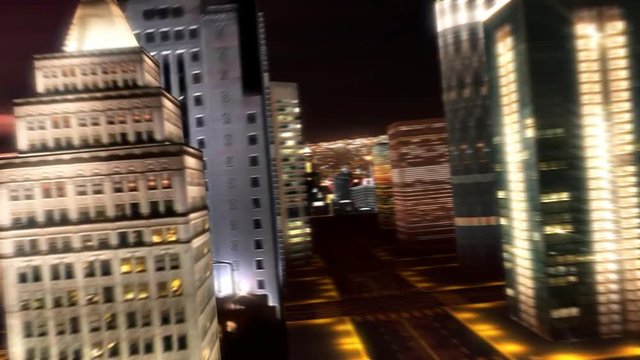 3D city animation at night time.