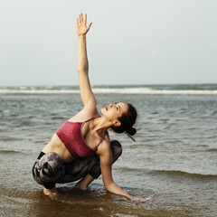 Yoga Exercise Stretching Meditation Concentration Summer Concept