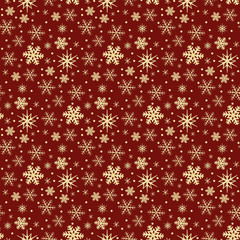 Seamless pattern with gold snowflakes for your design.