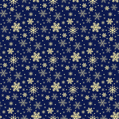 Seamless pattern with gold snowflakes for your design.