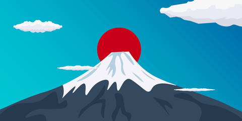 Travel to Japan. Mountain. Vector illustration.