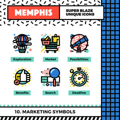 Marketing Symbols Neo Memphis Icons