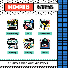 Web Optimization Neo Memphis Icons