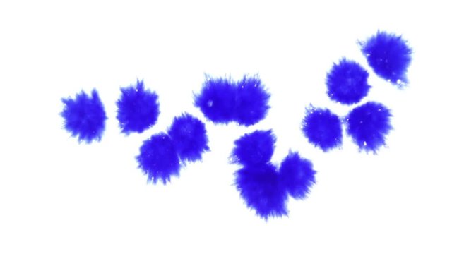 Blue Ink Splatters On White Background