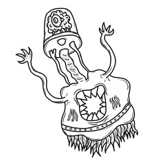 Cartoon funny, crazy alien or monster outline