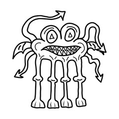 Cartoon funny, crazy alien or monster outline