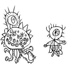 Child's style scary cartoon drawing