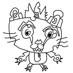 Child's style scary cartoon drawing