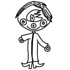 Child's style scary cartoon drawing