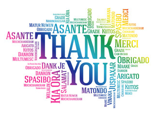 Fototapeta premium Thank You Word Cloud background, all languages, multilingual for education or thanksgiving day