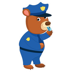 Vector Illustration of Cartoon Policeman Bear