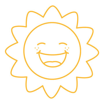 Coloring Page Illustration of Cartoon Sun