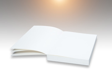 Sketch book are open blank page with light on top.