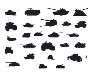 Tank Vector Silhouettes Set