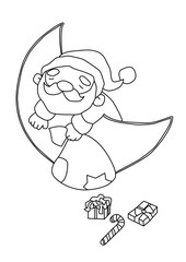 Santa Claus Sleeping Coloring Picture