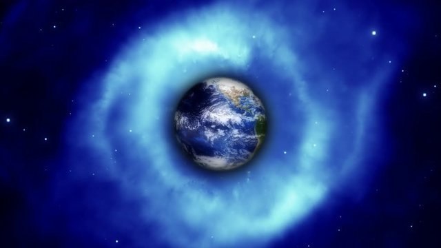Planet earth in blue space