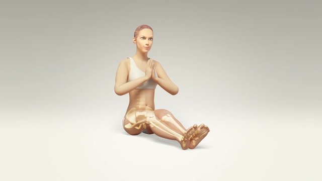 Yoga Meditation Pose Of A Female With Visible Skeleton
