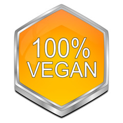 100% Vegan Button - 3D illustration