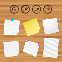 Business paper banners with notes. BYOD icons. Notebook and smartphone signs. Speech bubble symbol. Sticky colorful tape. Vector