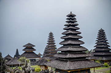 Fototapeta na wymiar Pura Besakih temple with traditional black pagoda at Bali