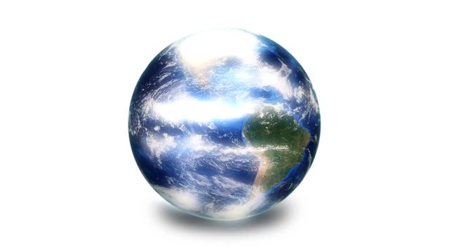 Glowing orbiting earth on white background
