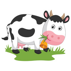 Vector Illustration Of Cartoon Cow
