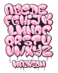 Foto op Plexiglas Graffiti bubble shaped alphabet set © rosovskyi